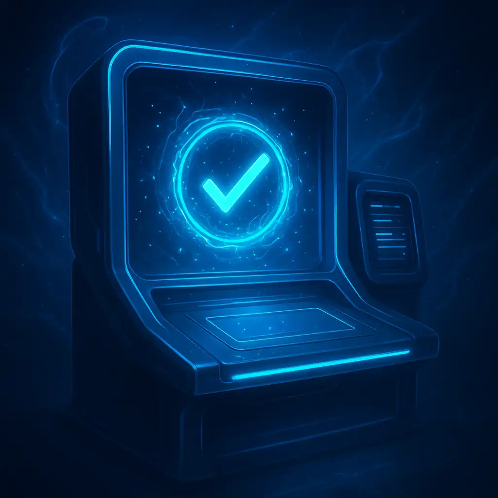 Glowing deposit console showing a quantum casino cashier
