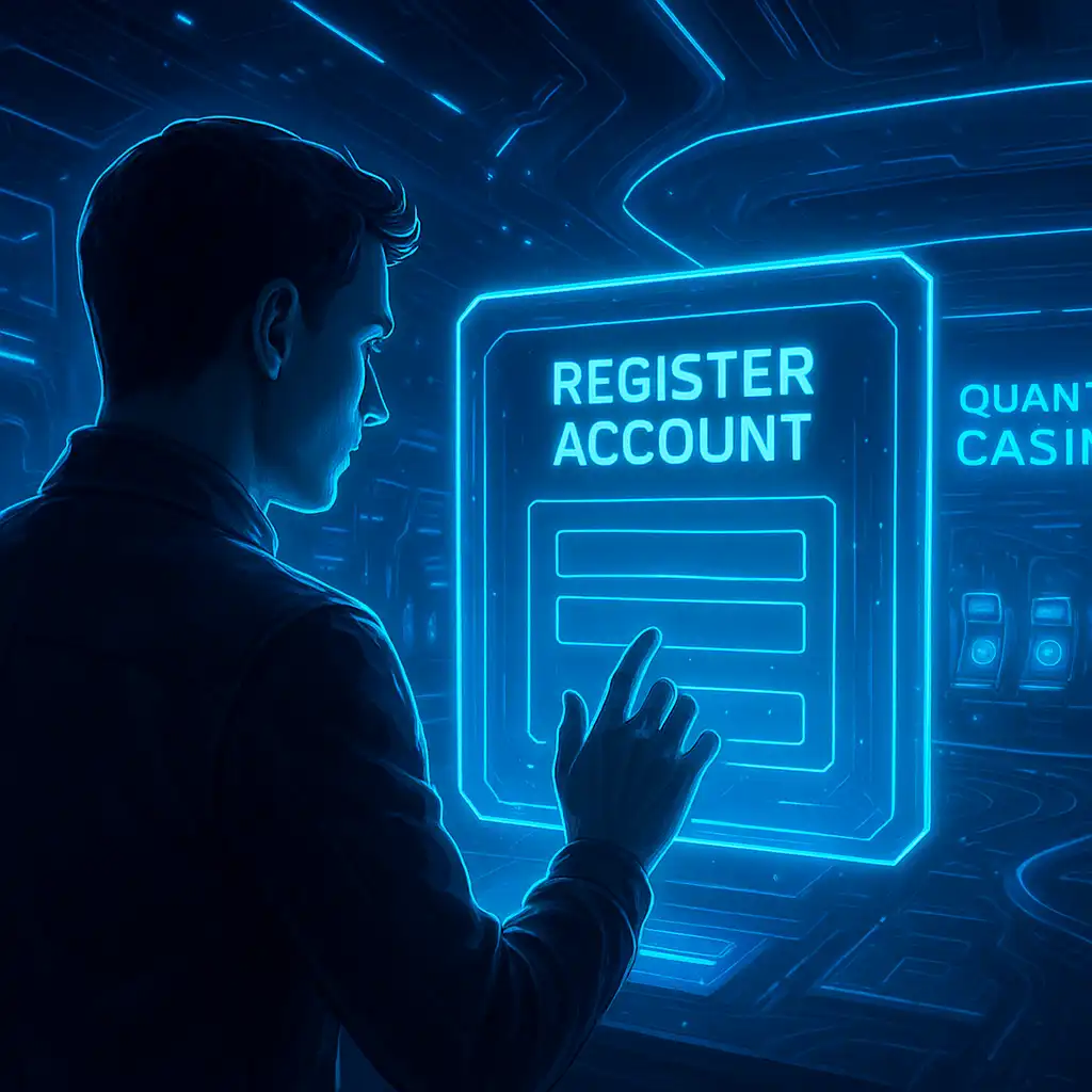 Player registering a new Atefia account on a holographic terminal